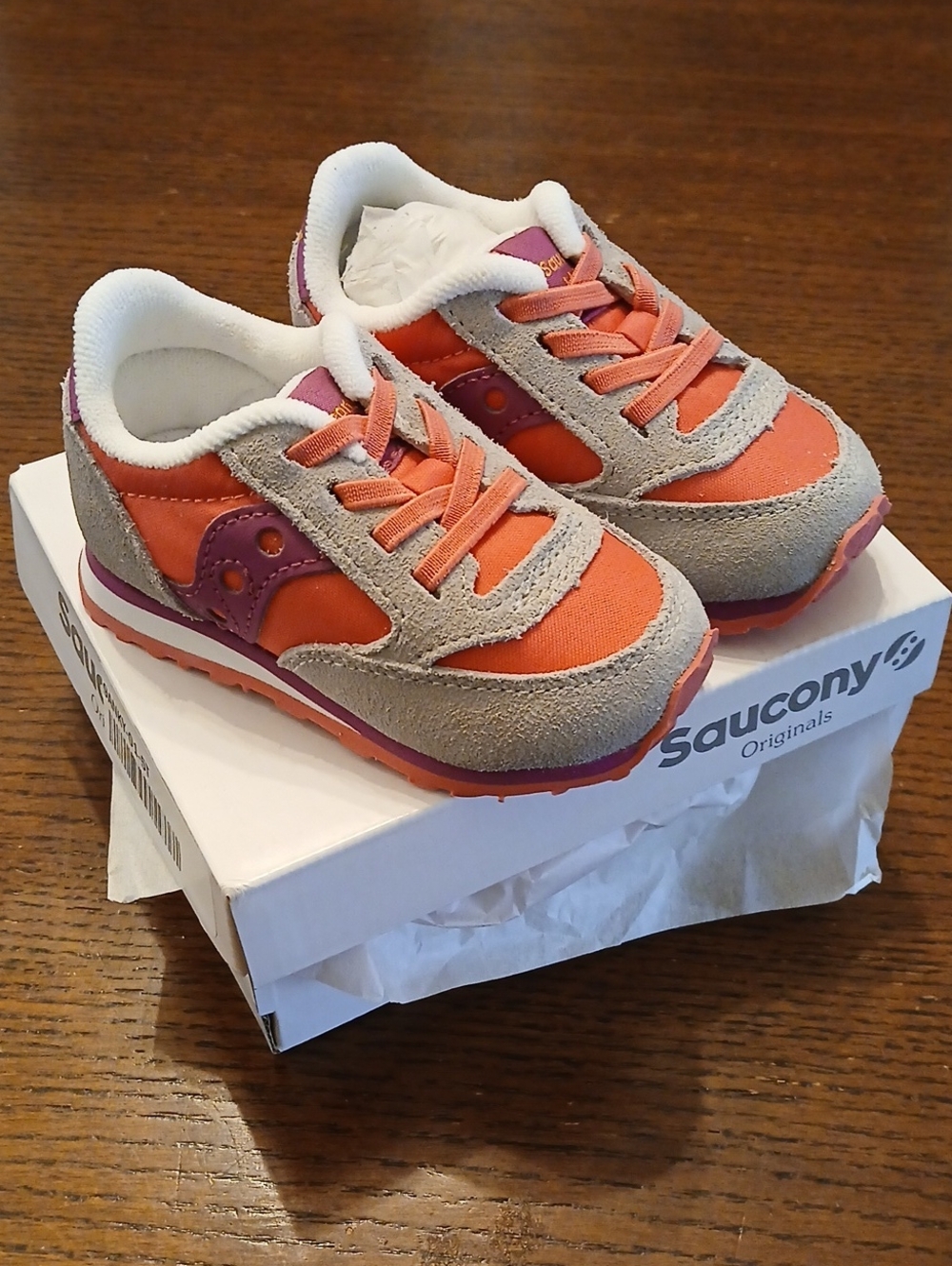 Saucony Kids Orange Gray Pink Sneakers